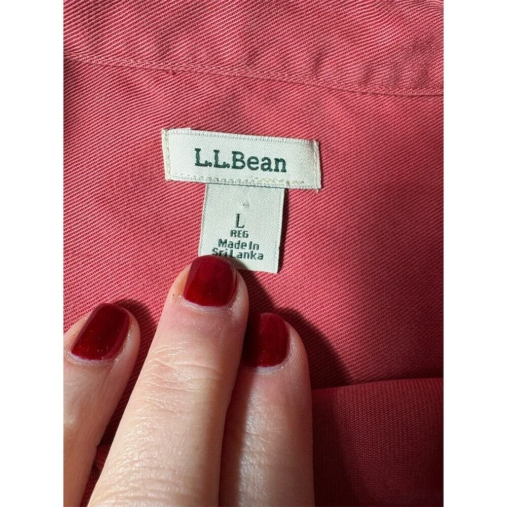 L.L.Bean Womens Button-Up Shirt Size L Mauve Pink Long Sleeve Collared - Picture 9 of 10